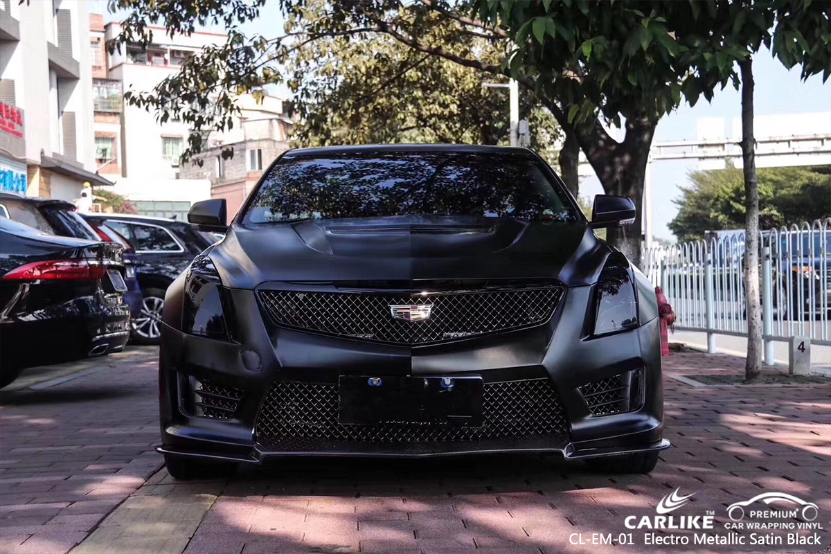 CL-EM-01 electro metallic satin black vinyl matte car wrap for CADILLAC Frankfort