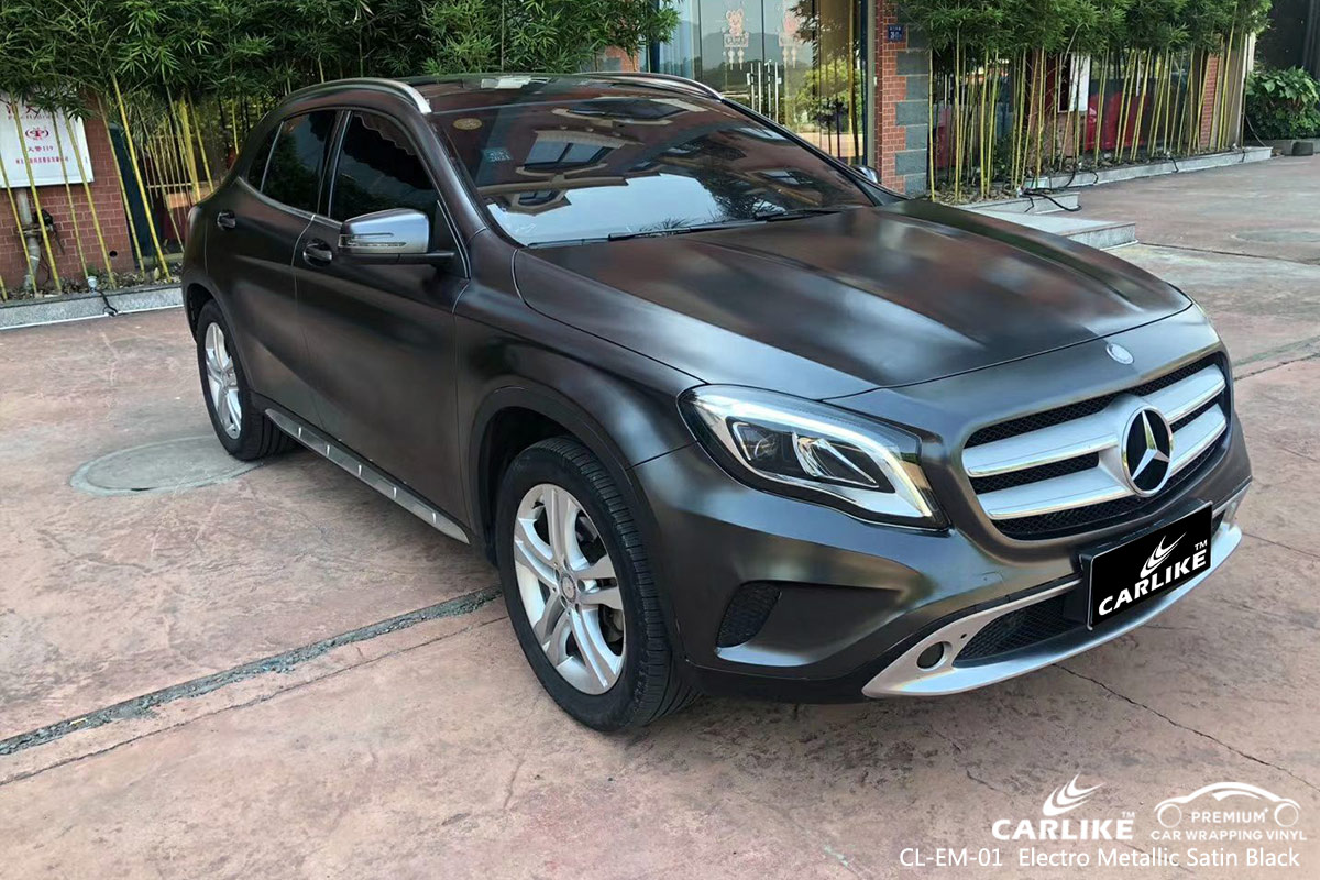 CL-EM-01 electro metallic satin black car wrap vinyl matte for MERCEDES-BENZ Angeles