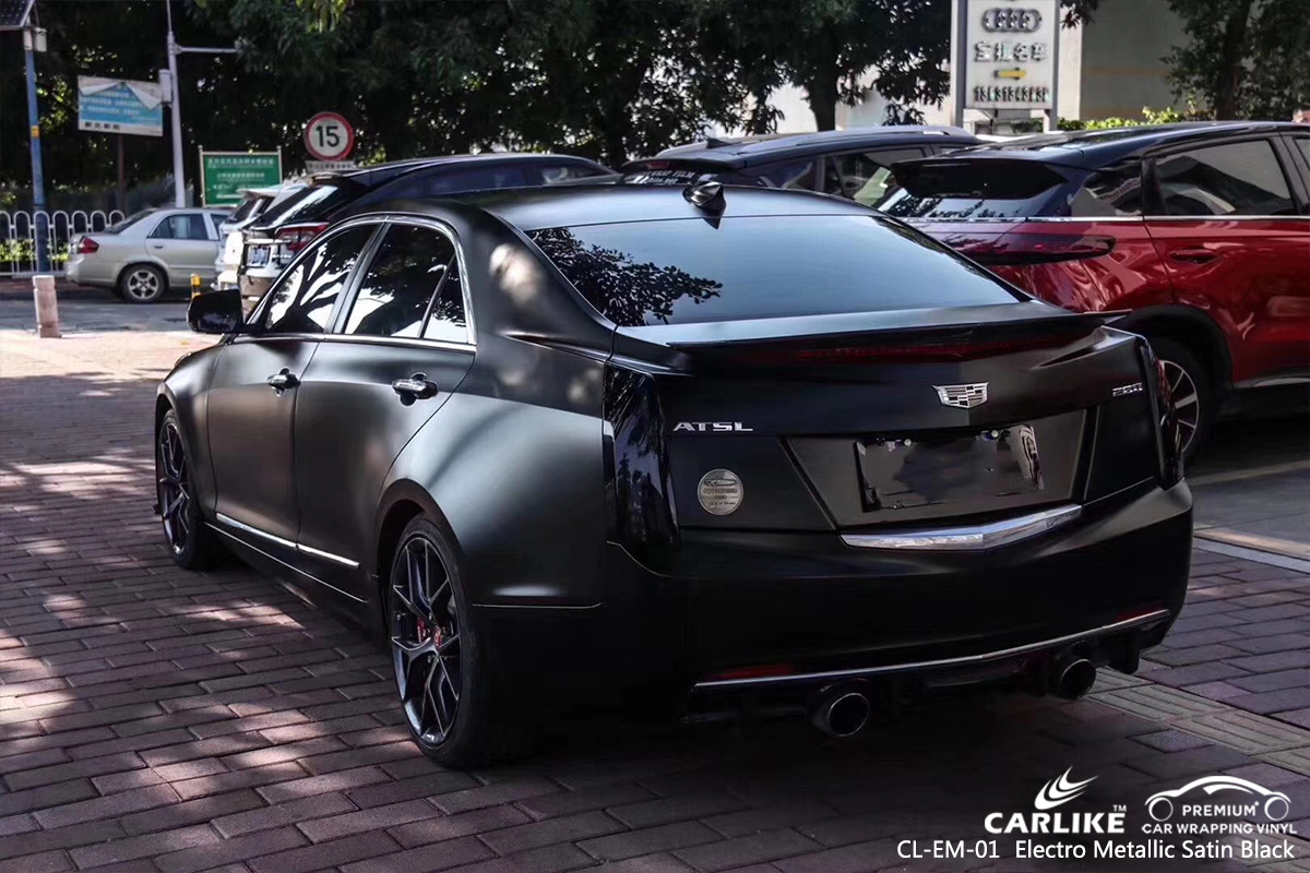 CL-EM-01 electro metallic satin black vinyl matte car wrap for CADILLAC Frankfort