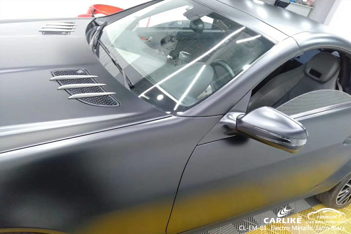 CL-EM-01 electro metallic satin black body wrap car supplier for MERCEDES-BENZ Paranaque