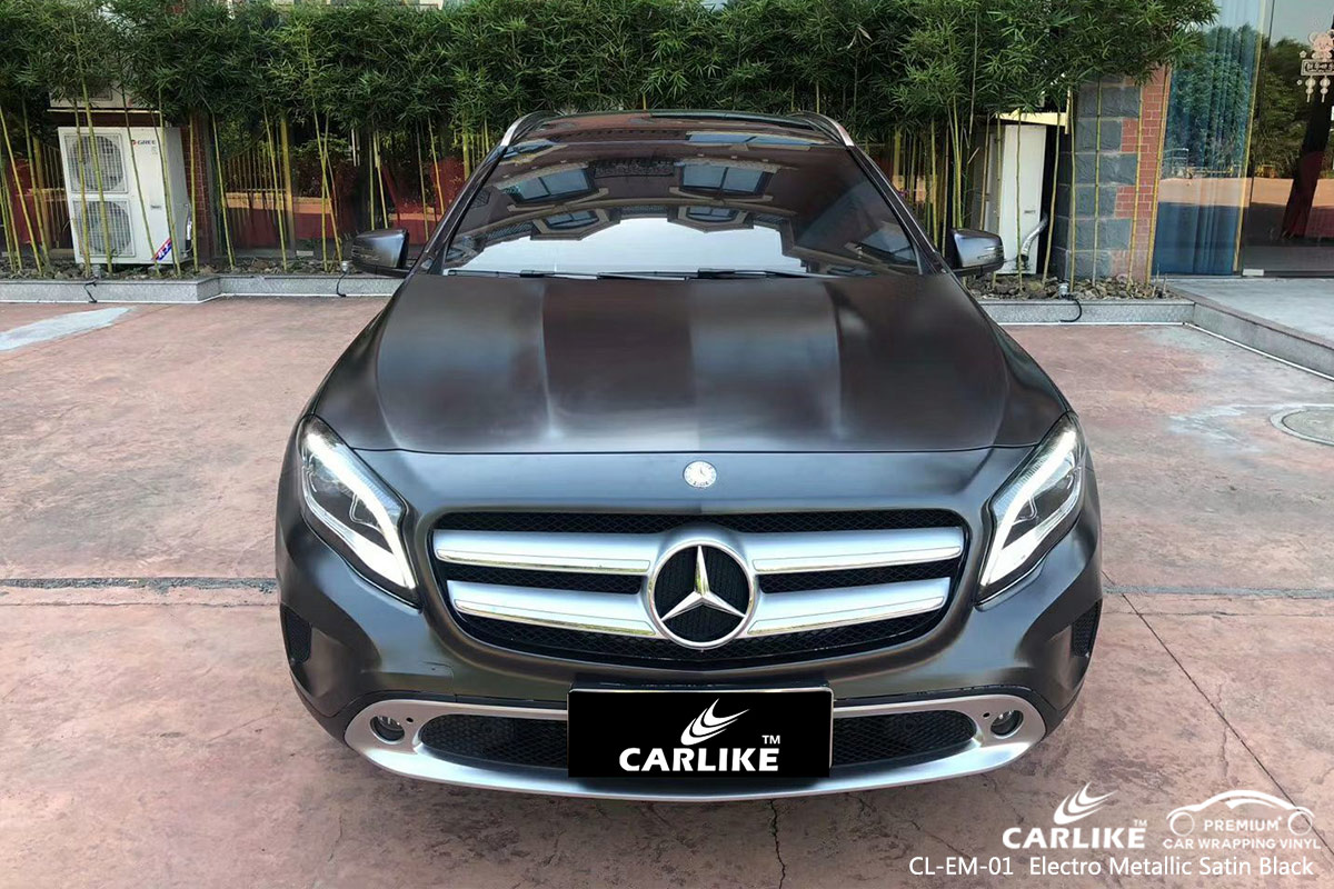CL-EM-01 electro metallic satin black car wrap vinyl matte for MERCEDES-BENZ Angeles