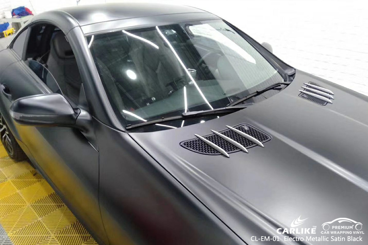 CL-EM-01 electro metallic satin black body wrap car supplier for MERCEDES-BENZ Paranaque