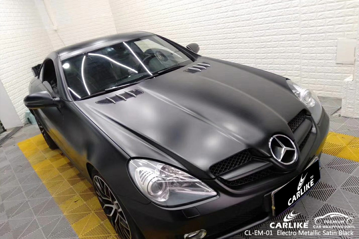 CL-EM-01 electro metallic satin black body wrap car supplier for MERCEDES-BENZ Paranaque
