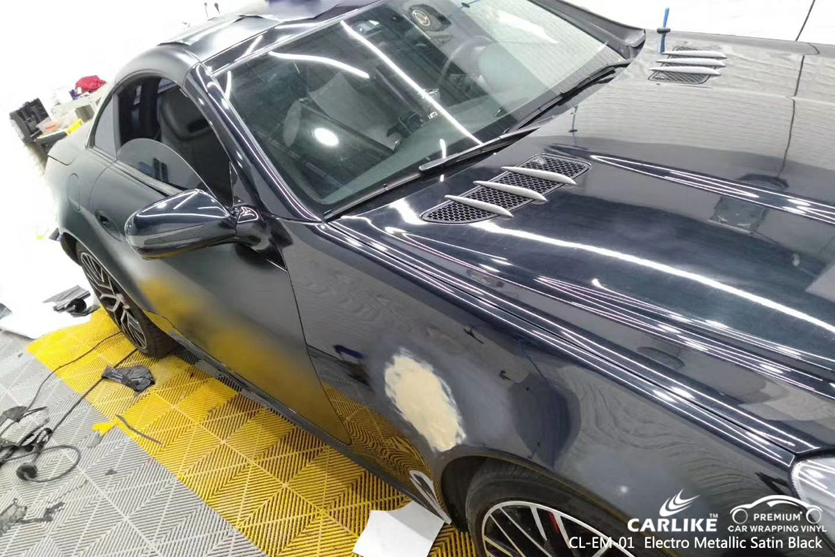 CL-EM-01 electro metallic satin black body wrap car supplier for MERCEDES-BENZ Paranaque