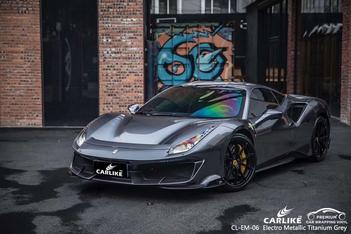 CL-EM-06 electro metallic titanium grey vinyl matte car foil for FERRARI Columbus