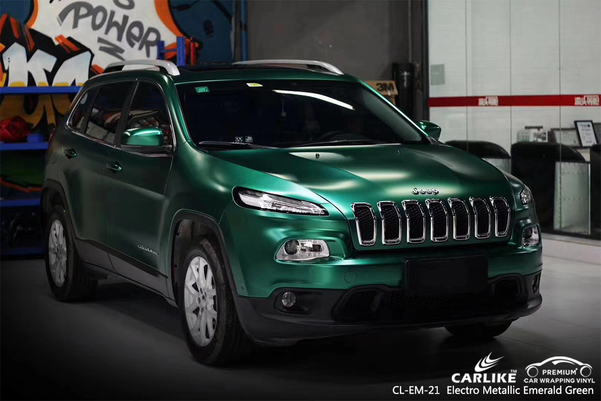 CL-EM-21 electro metallic emerald green vehicle wrapping for JEEP Los Angeles