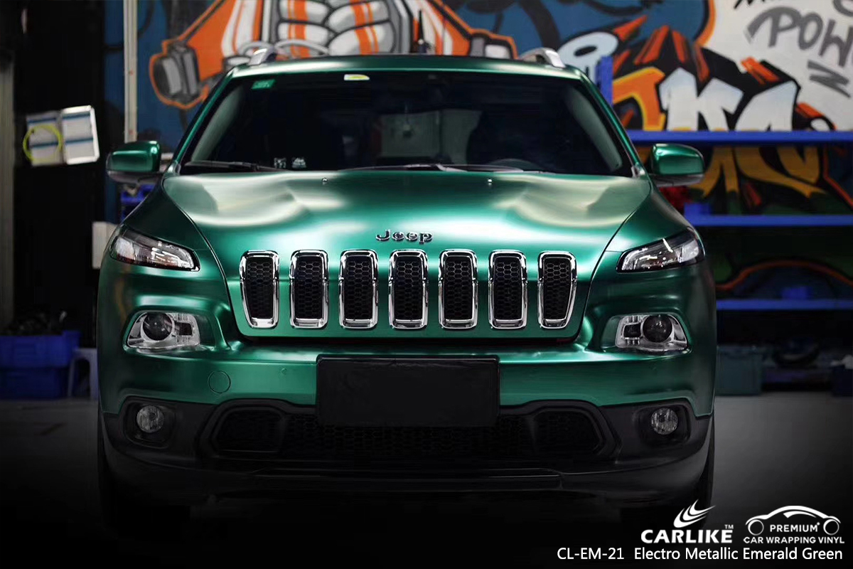 CL-EM-21 electro metallic emerald green vehicle wrapping for JEEP Los Angeles