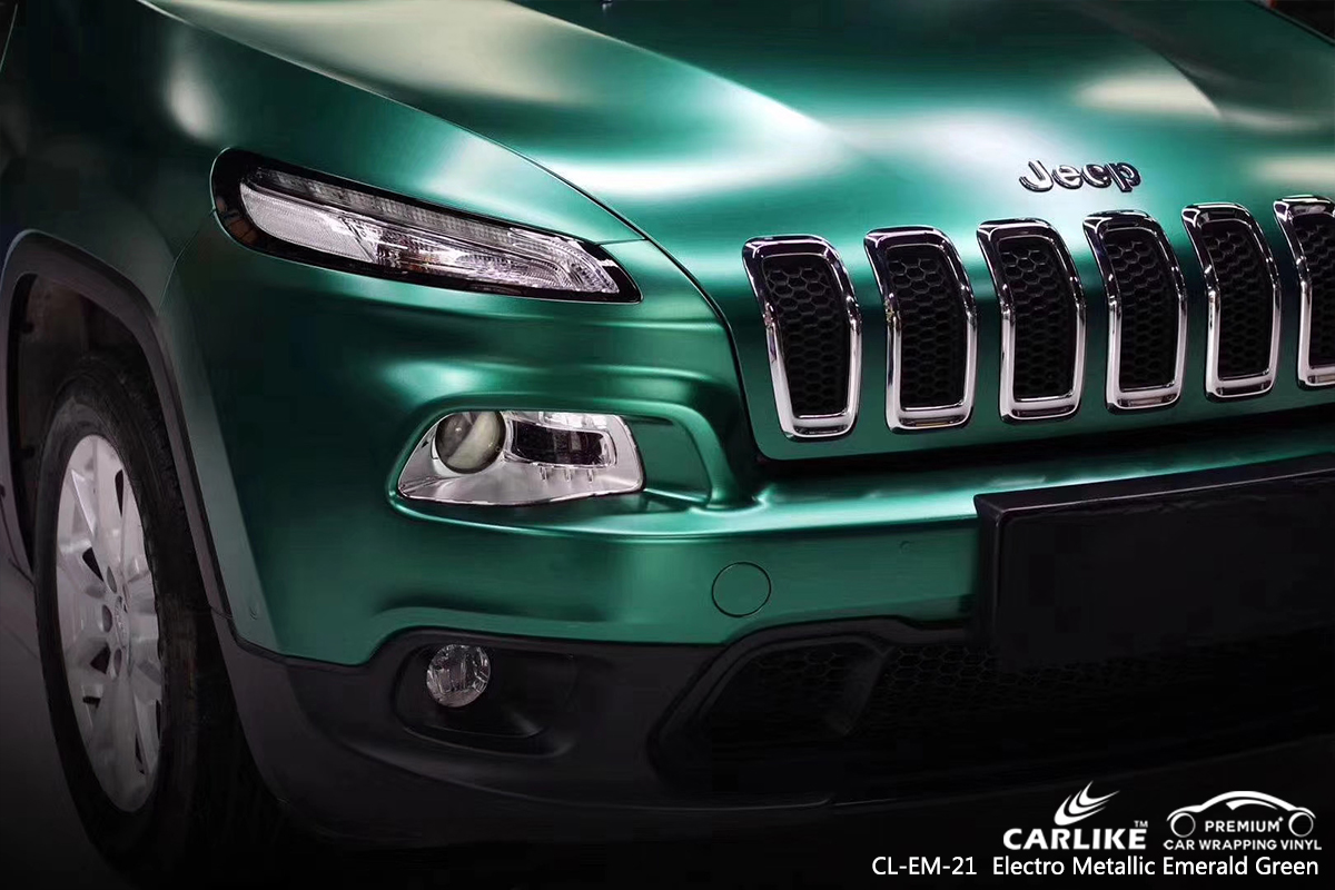 CL-EM-21 electro metallic emerald green vehicle wrapping for JEEP Los Angeles