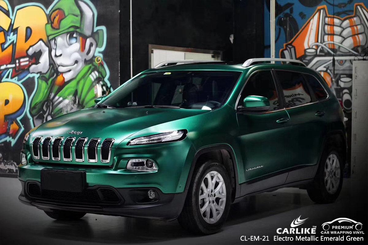 CL-EM-21 electro metallic emerald green vehicle wrapping for JEEP Los Angeles