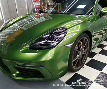CL-GE-31 gloss electro metallic mamba green car foil wrap for PORSCHE