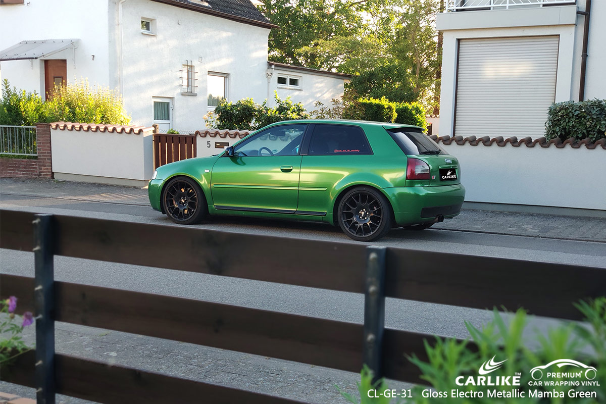 CL-GE-31 gloss electro metallic mamba green carbon fibre vinyl wrap for bikes for AUDI Erzurum Turkey