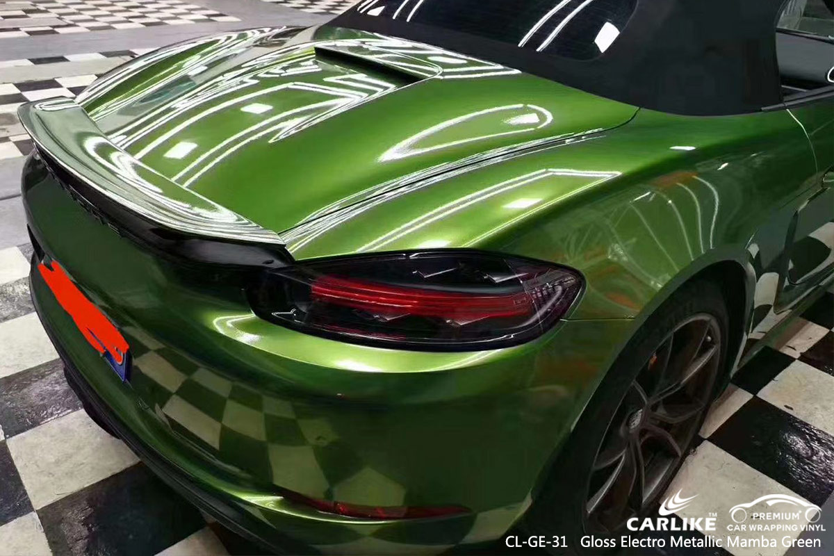 CL-GE-31 gloss electro metallic mamba green car foil wrap for PORSCHE Baguio