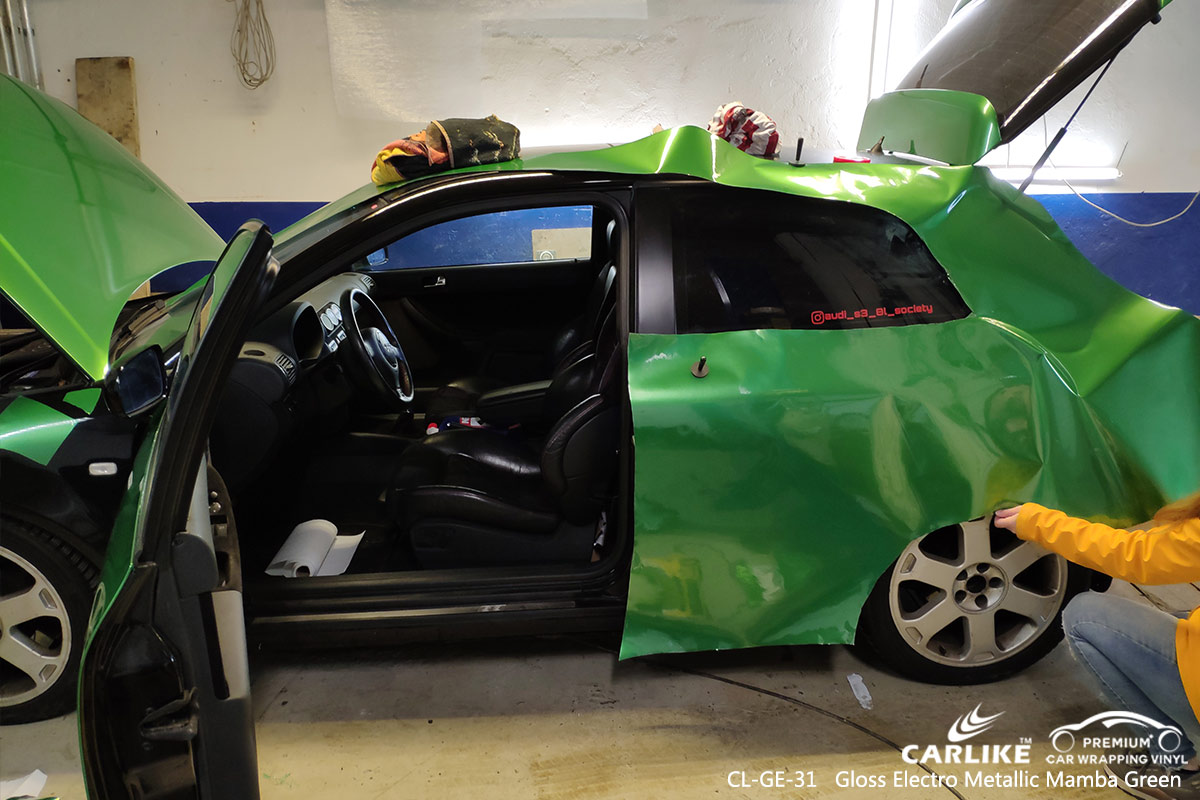 CL-GE-31 gloss electro metallic mamba green carbon fibre vinyl wrap for bikes for AUDI Erzurum Turkey