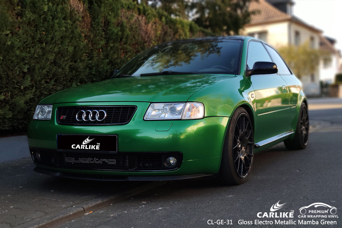 CL-GE-31 gloss electro metallic mamba green carbon fibre vinyl wrap for bikes for AUDI Erzurum Turkey