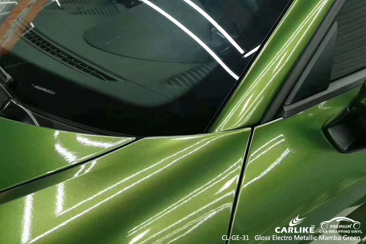 CL-GE-31 gloss electro metallic mamba green car foil wrap for PORSCHE Baguio