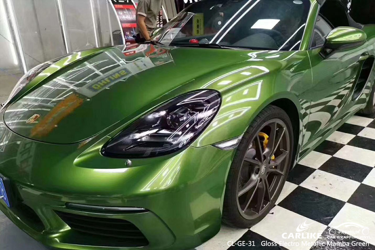 CL-GE-31 gloss electro metallic mamba green car foil wrap for PORSCHE Baguio