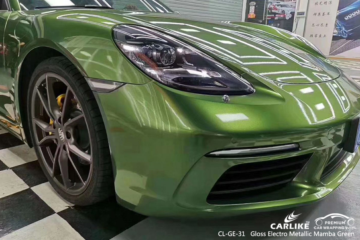 CL-GE-31 gloss electro metallic mamba green car foil wrap for PORSCHE Baguio