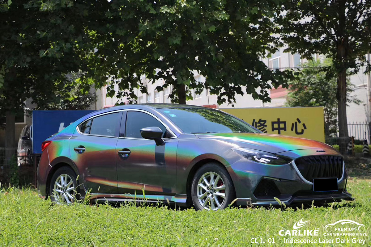CL-IL-01 iridescence laser dark grey body wrap car supplier for MAZDA Imus