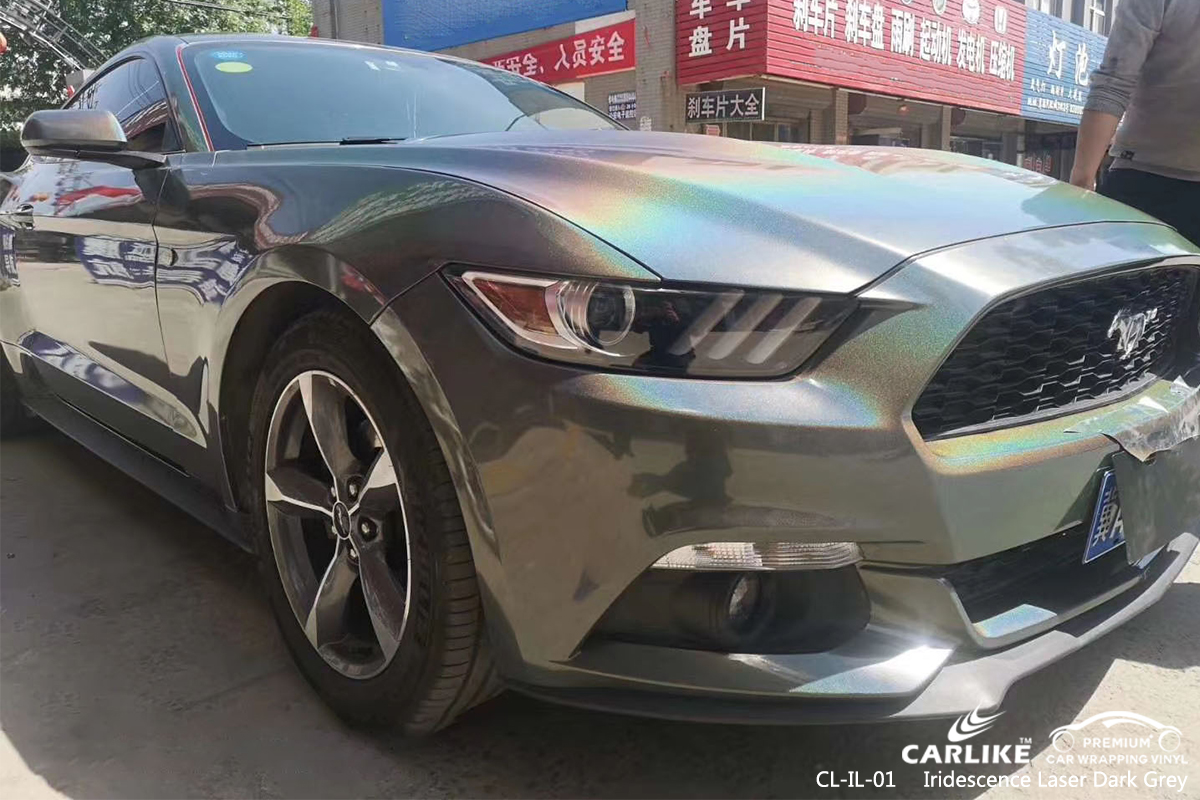 CL-IL-01 iridescence laser dark grey body wrap car supplier for FORD MUSTANG Cincinati