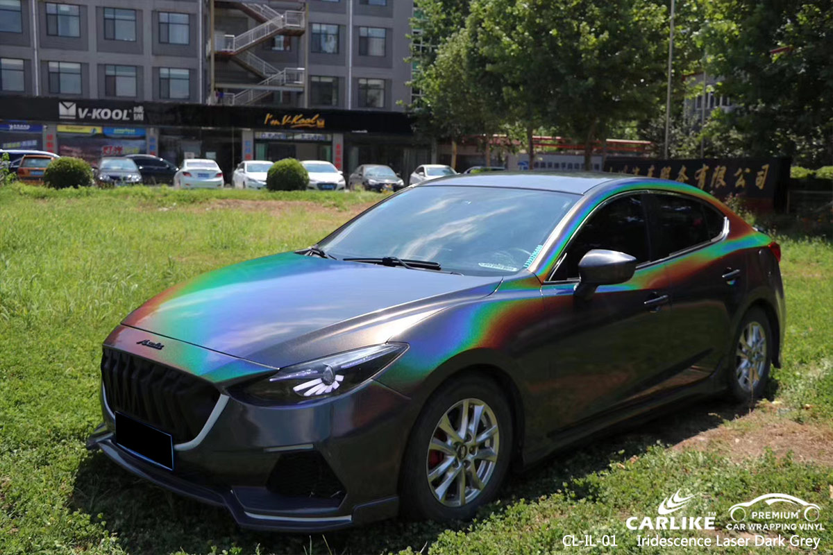 CL-IL-01 iridescence laser dark grey body wrap car supplier for MAZDA Imus