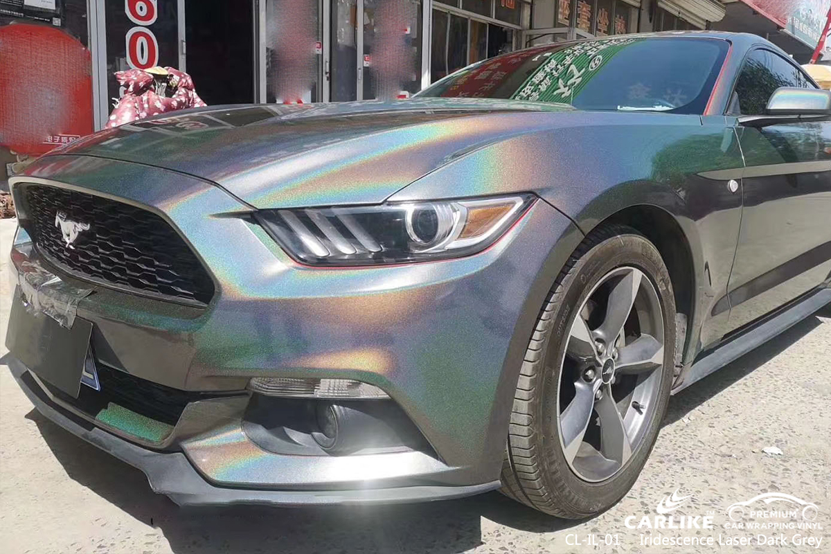 CL-IL-01 iridescence laser dark grey body wrap car supplier for FORD MUSTANG Cincinati