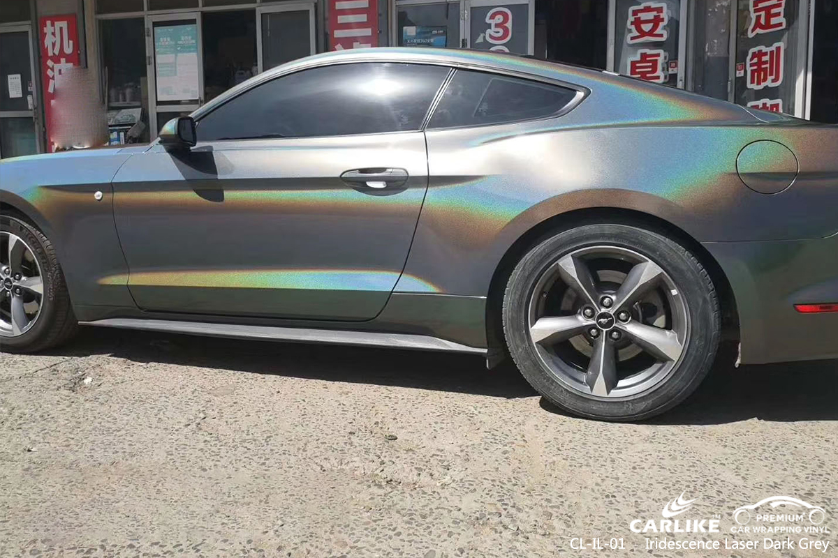 CL-IL-01 iridescence laser dark grey body wrap car supplier for FORD MUSTANG Cincinati