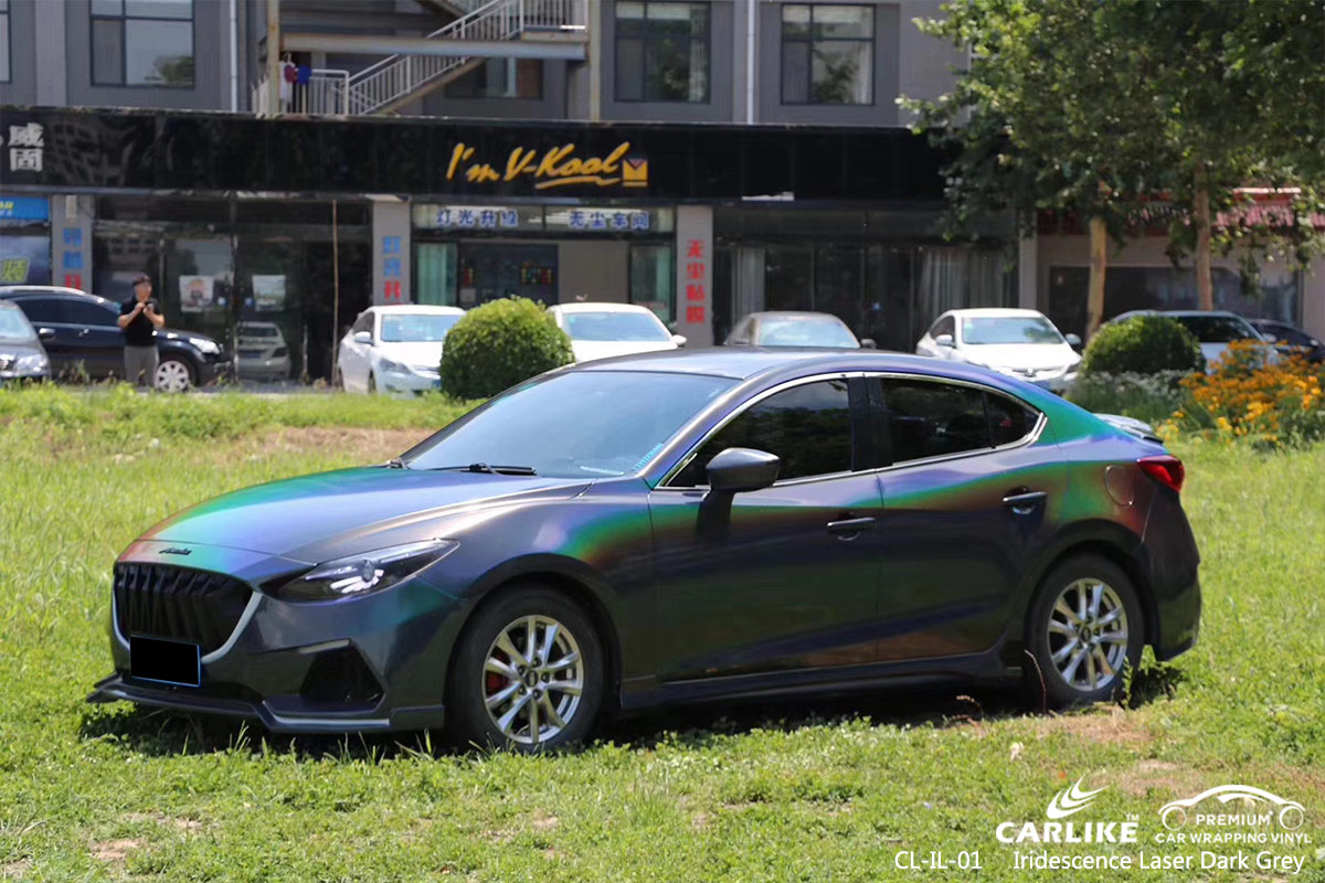 CL-IL-01 iridescence laser dark grey body wrap car supplier for MAZDA Imus