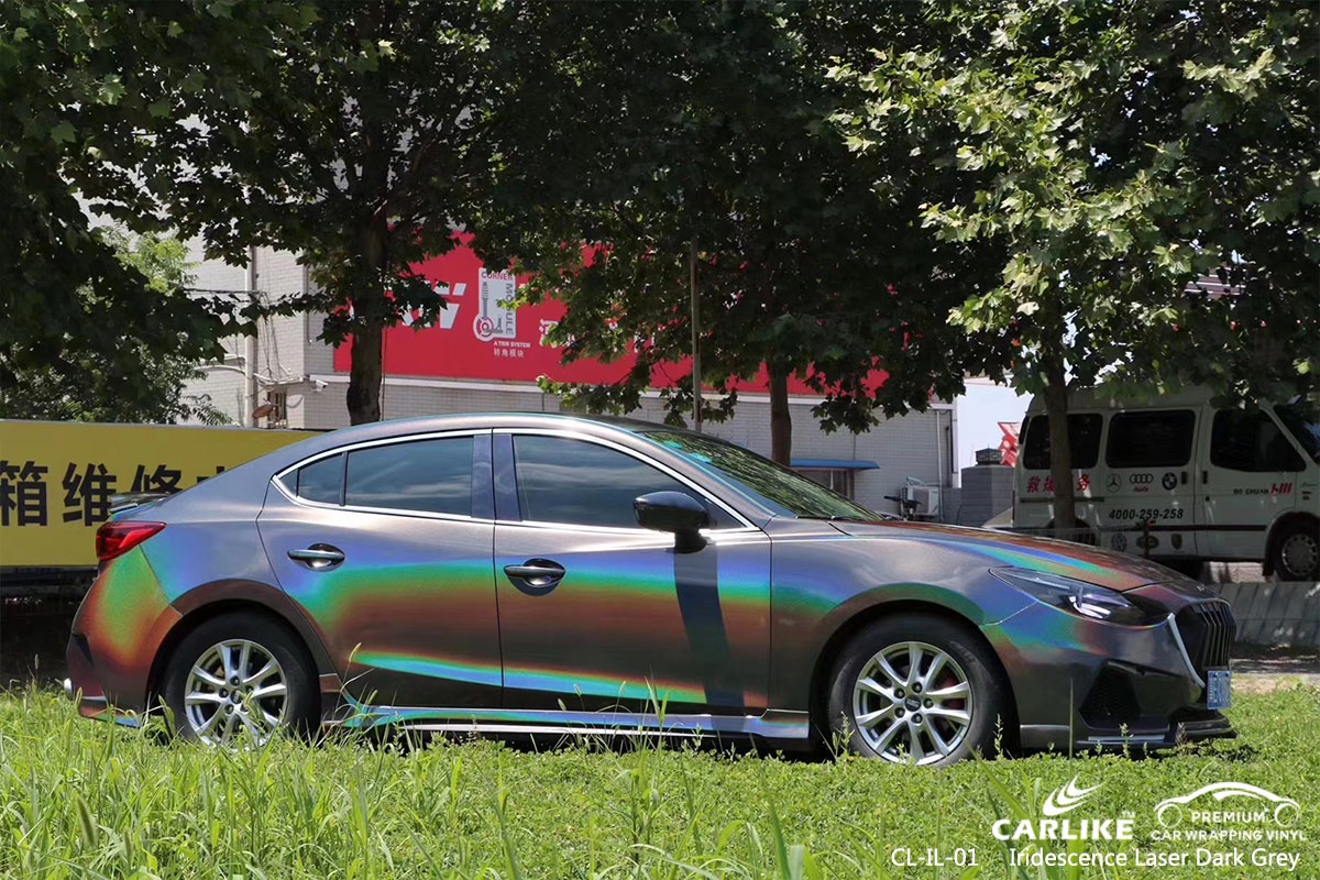 CL-IL-01 iridescence laser dark grey body wrap car supplier for MAZDA Imus
