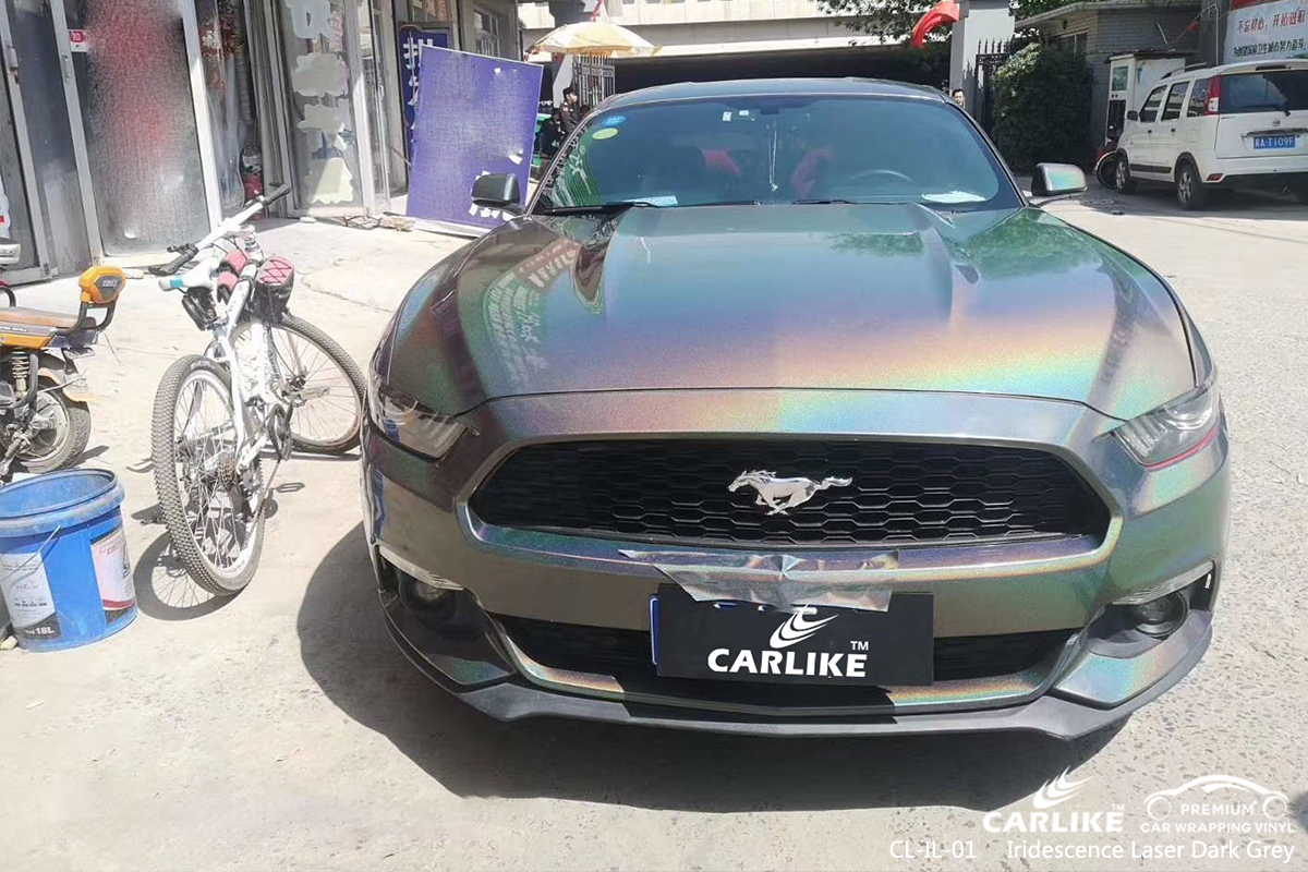 CL-IL-01 iridescence laser dark grey body wrap car supplier for FORD MUSTANG Cincinati