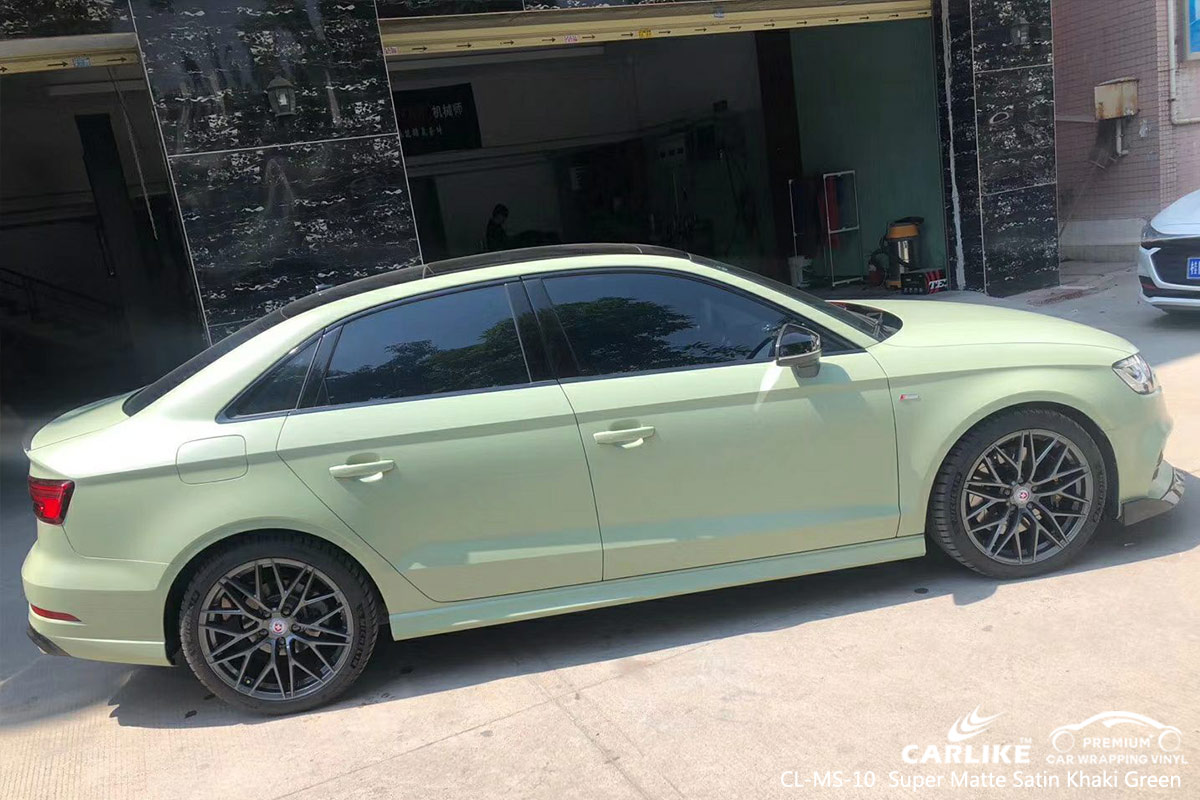 CL-MS-10 super matte satin khaki green vinyl matte car wrap for AUDI Pasig