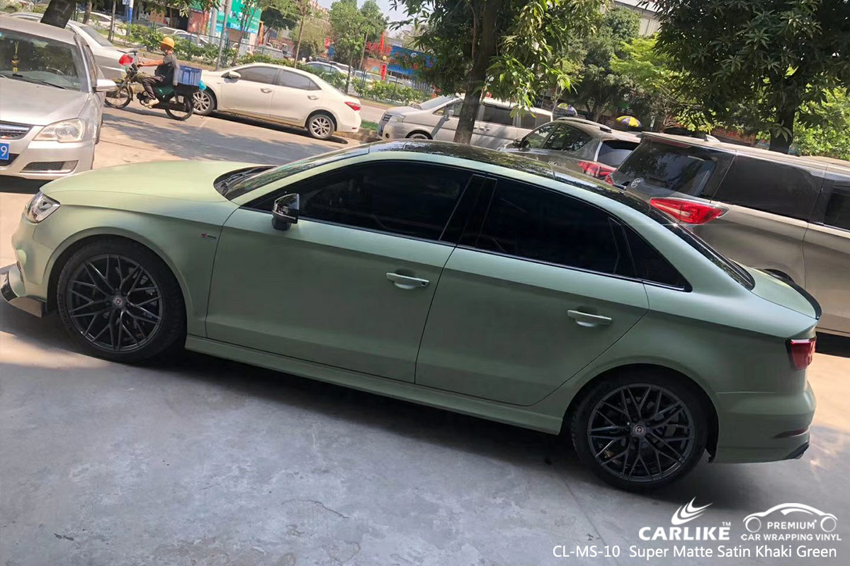 CL-MS-10 super matte satin khaki green vinyl matte car wrap for AUDI Pasig