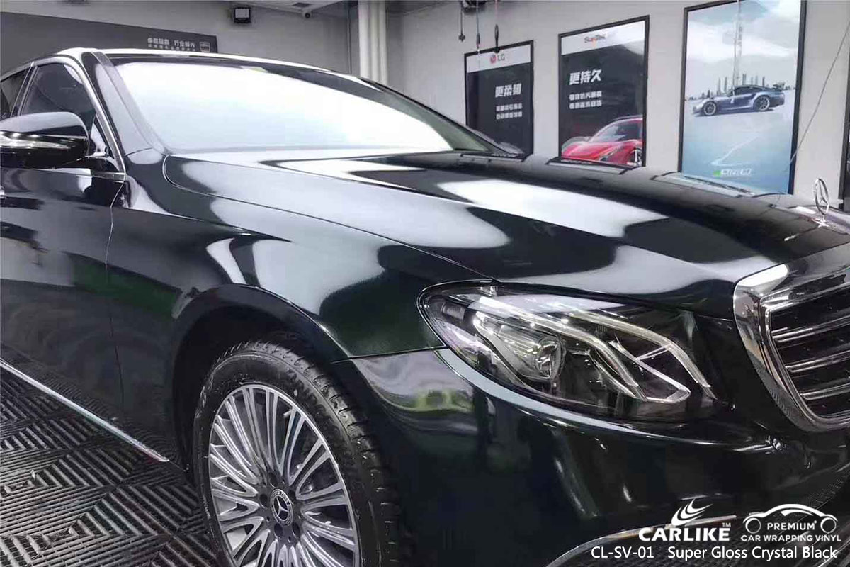 CL-SV-01 super gloss crystal black automobile vinyl wrap gloss for MERCEDES-BENZ San Fabian Philippines