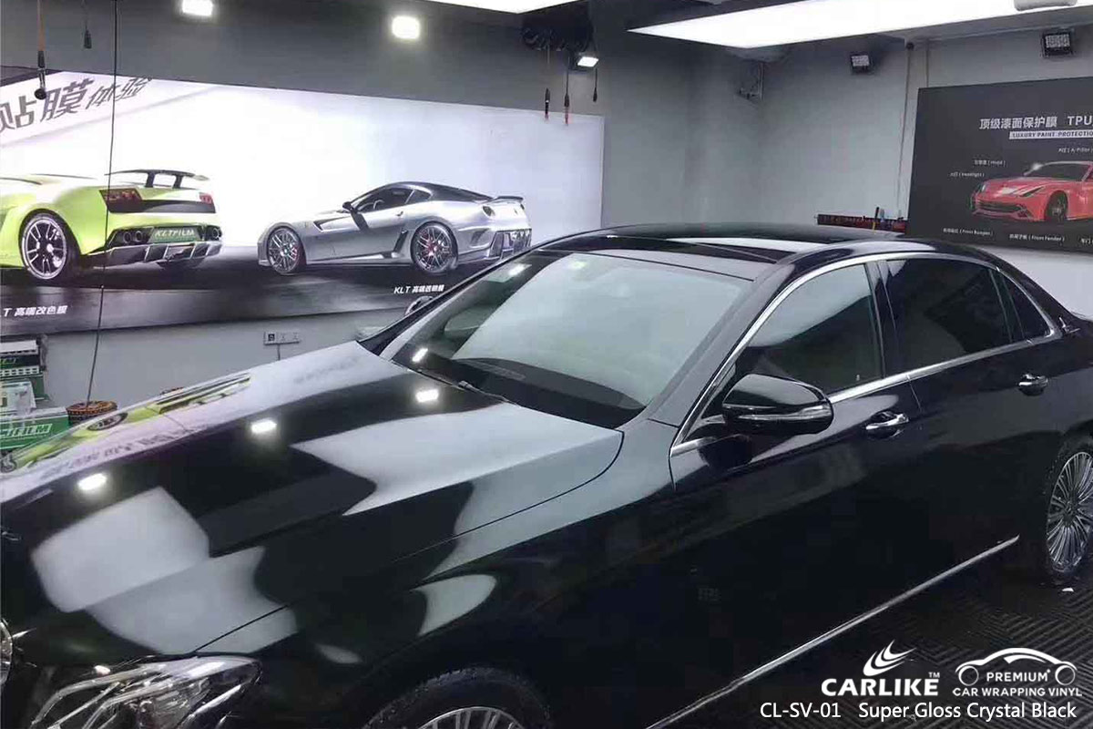 CL-SV-01 super gloss crystal black automobile vinyl wrap gloss for MERCEDES-BENZ San Fabian Philippines