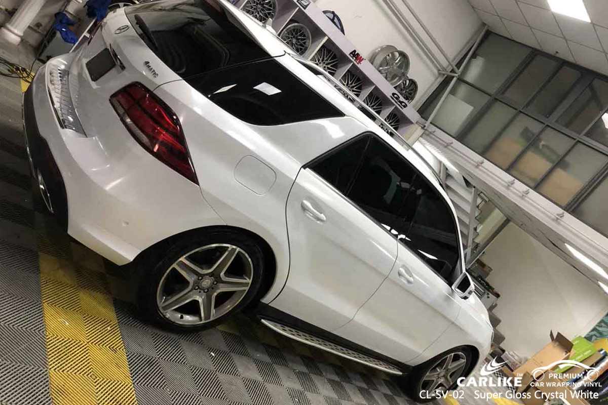 CL-SV-02 super gloss crystal white carbon fibre vinyl wrap for bikes for MERCEDES-BENZ Pandi Philippines