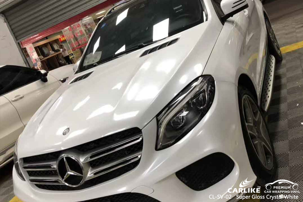 CL-SV-02 super gloss crystal white carbon fibre vinyl wrap for bikes for MERCEDES-BENZ Pandi Philippines