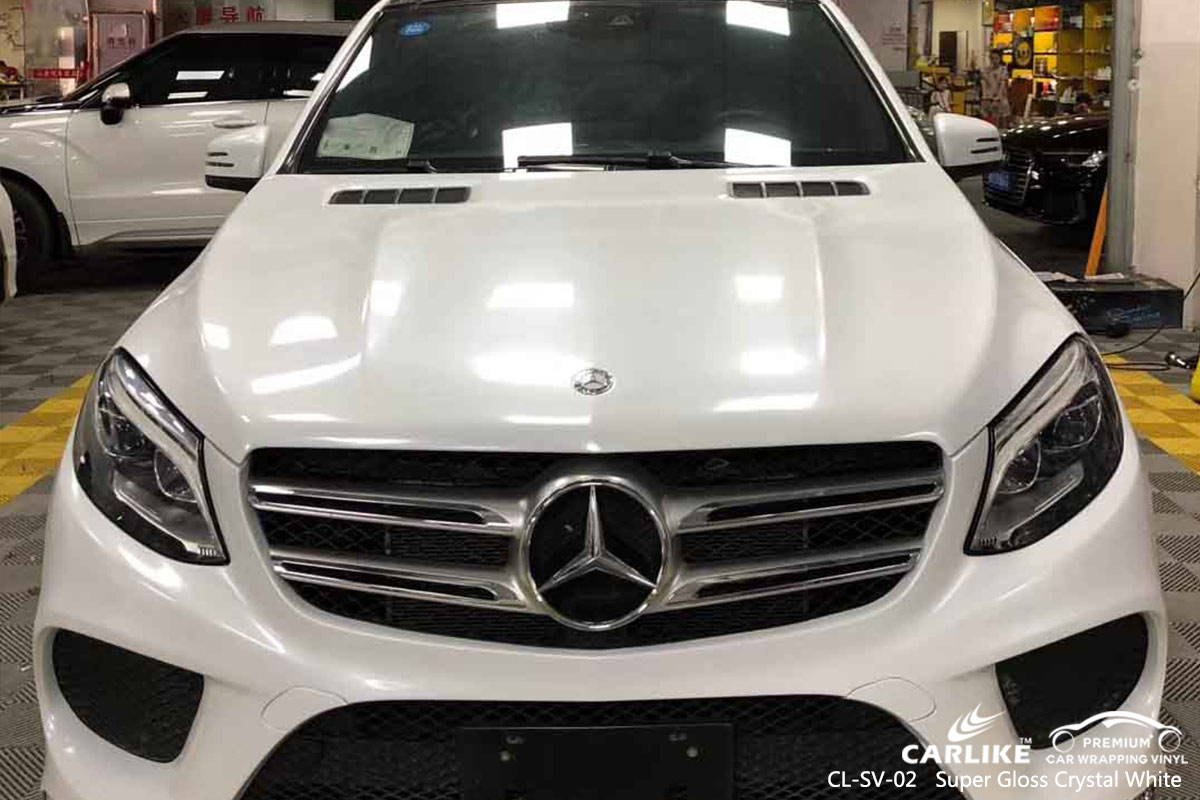 CL-SV-02 super gloss crystal white carbon fibre vinyl wrap for bikes for MERCEDES-BENZ Pandi Philippines