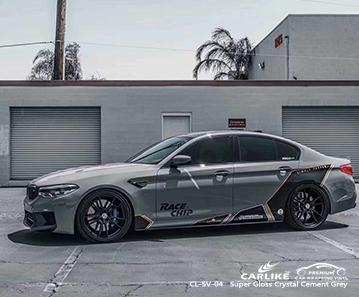 CL-SV-04 involucro in vinile super lucido cristallo grigio cemento auto per BMW Philadelphia Stati Uniti