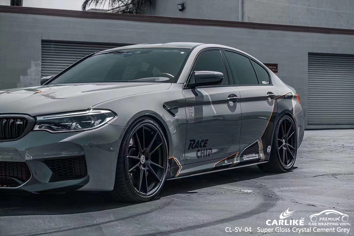CL-SV-04 super gloss crystal cement grey car vinyl wrap for BMW Philadelphia