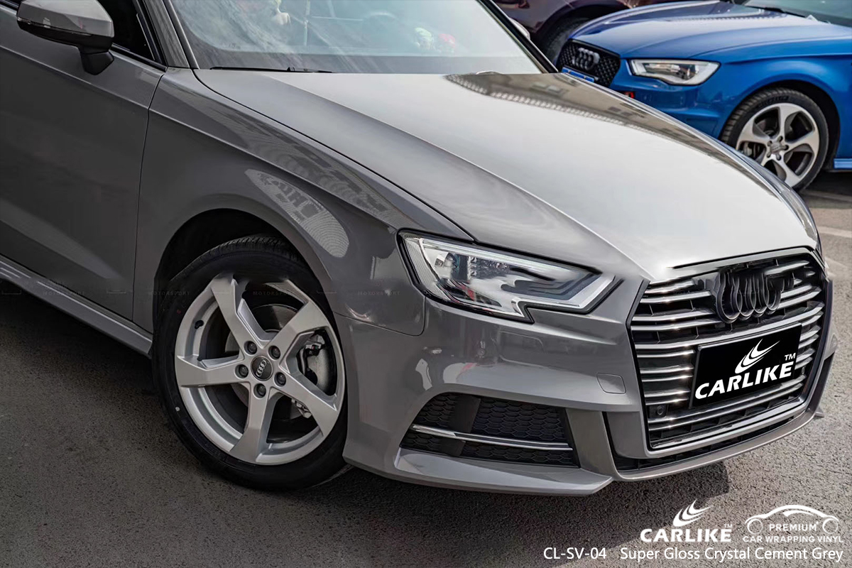 CL-SV-04 super gloss crystal cement grey vinyl wrap gloss for AUDI Austin