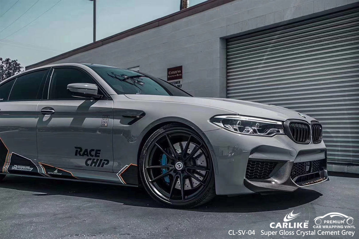 CL-SV-04 super gloss crystal cement grey car vinyl wrap for BMW Philadelphia