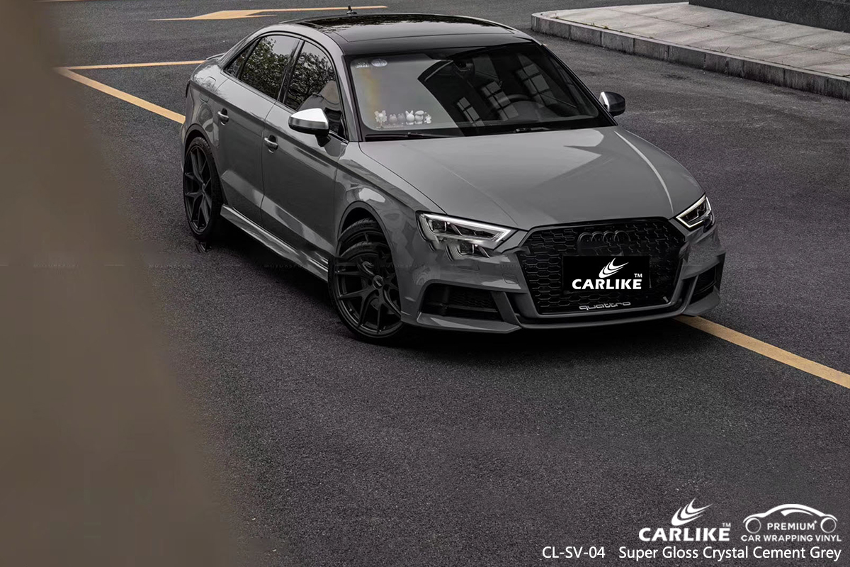 CL-SV-04 super gloss crystal cement grey vinyl wrap gloss for AUDI Austin