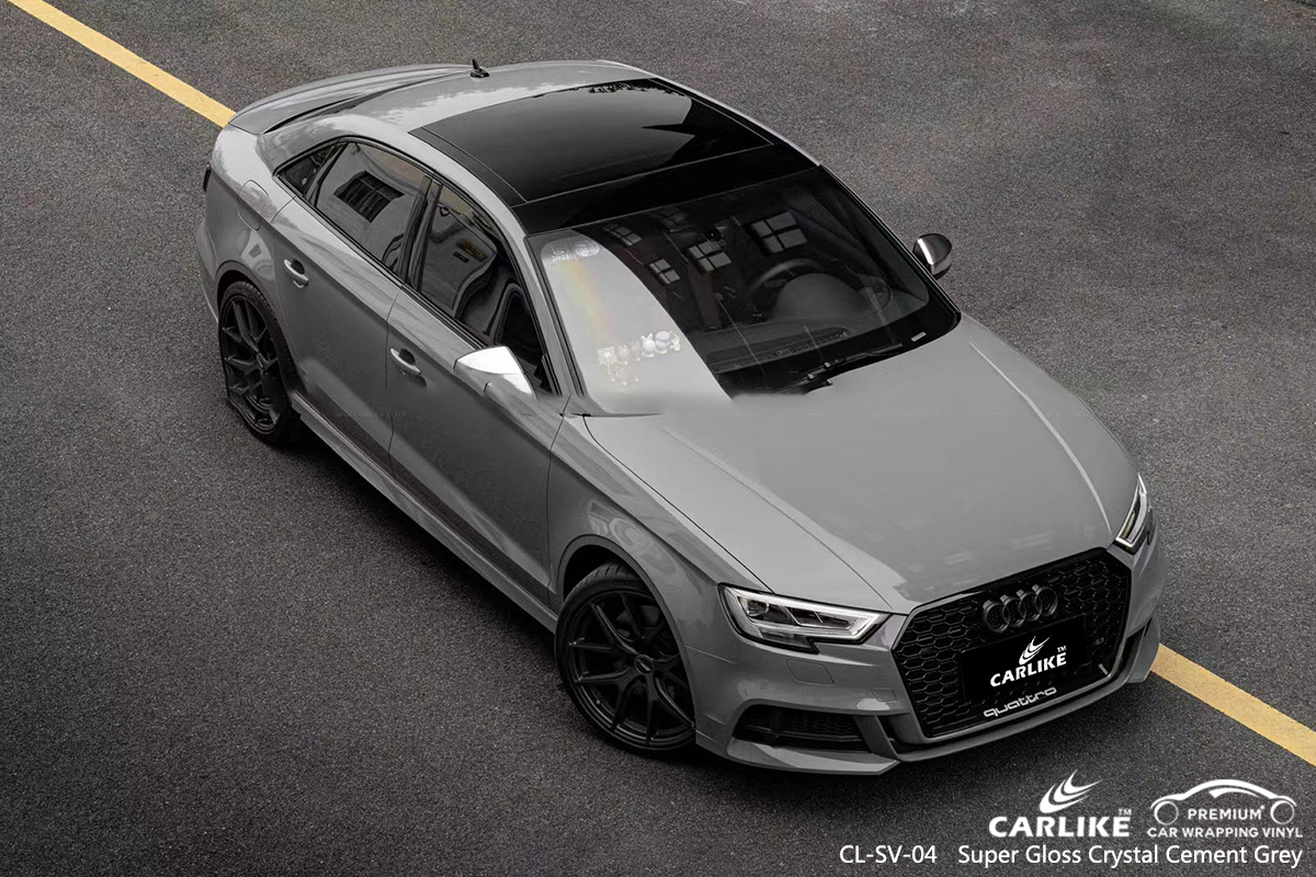 CL-SV-04 super gloss crystal cement grey vinyl wrap gloss for AUDI Austin