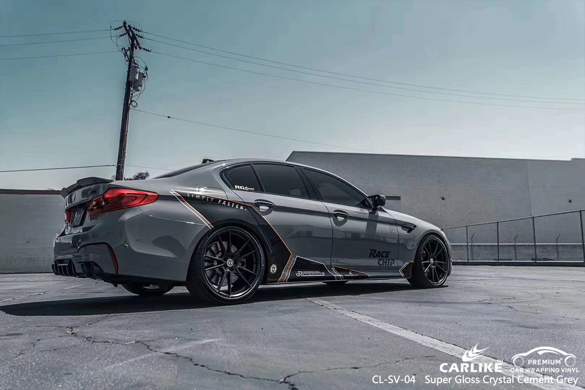 CL-SV-04 super gloss crystal cement grey car vinyl wrap for BMW Philadelphia