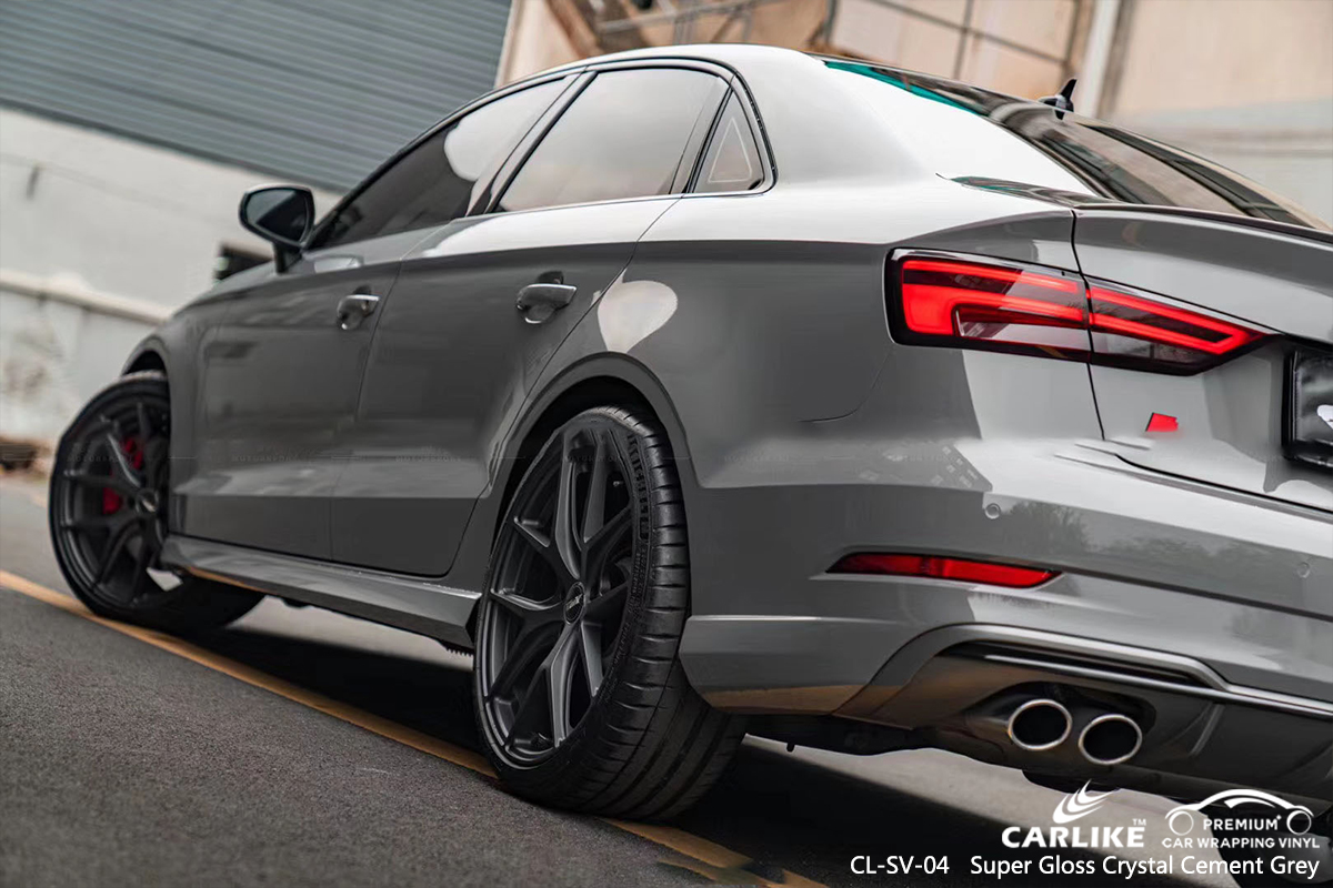 CL-SV-04 super gloss crystal cement grey vinyl wrap gloss for AUDI Austin