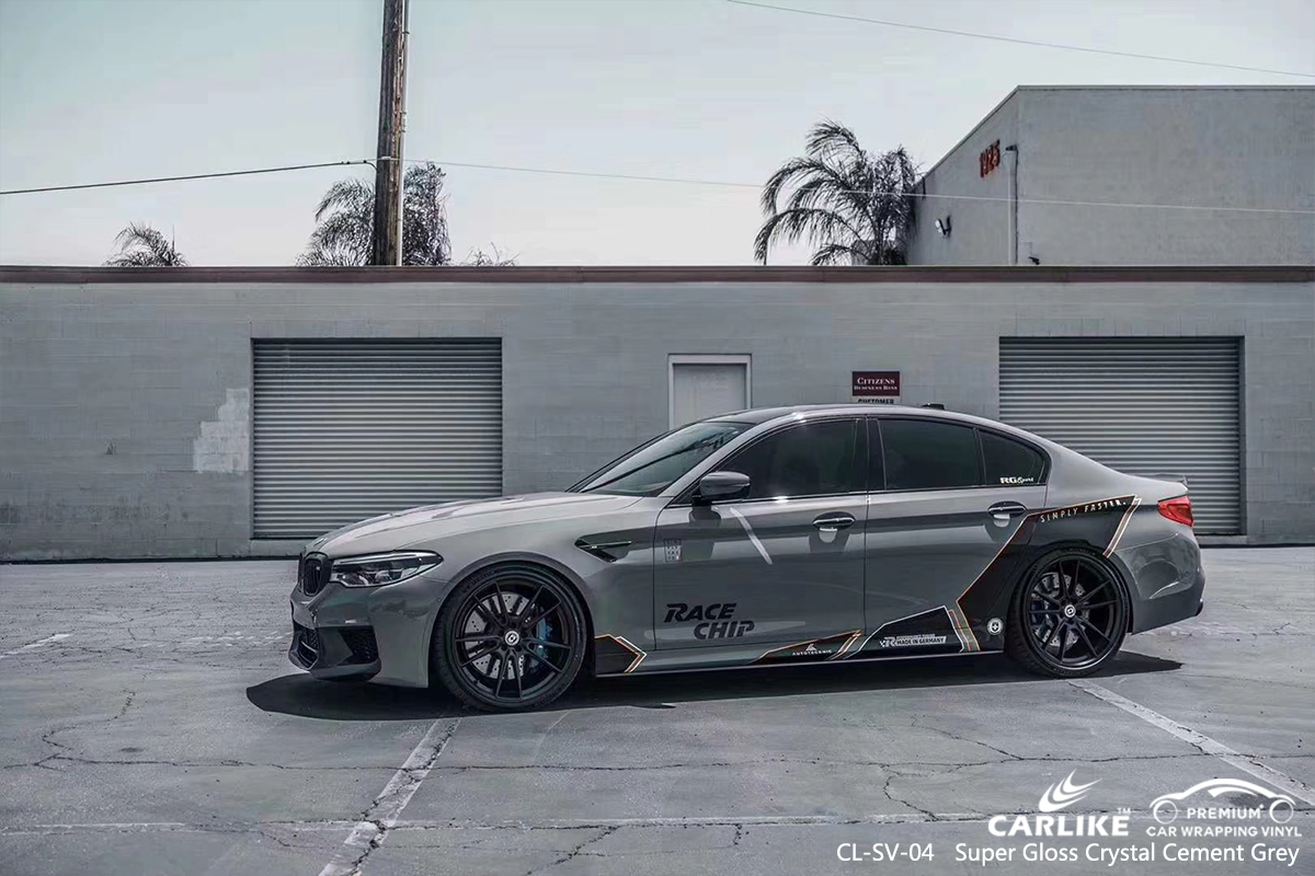 CL-SV-04 super gloss crystal cement grey car vinyl wrap for BMW Philadelphia