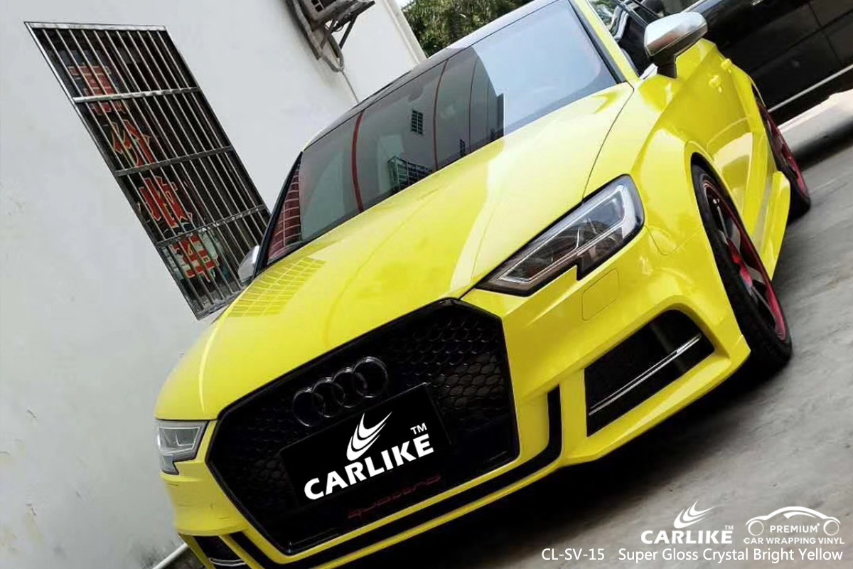 CL-SV-15 super gloss crystal bright yellow car vinyl wrap for AUDI Marikina Philippines