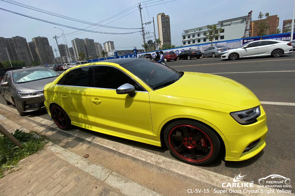 CL-SV-15 super gloss crystal bright yellow car vinyl wrap for AUDI Marikina Philippines