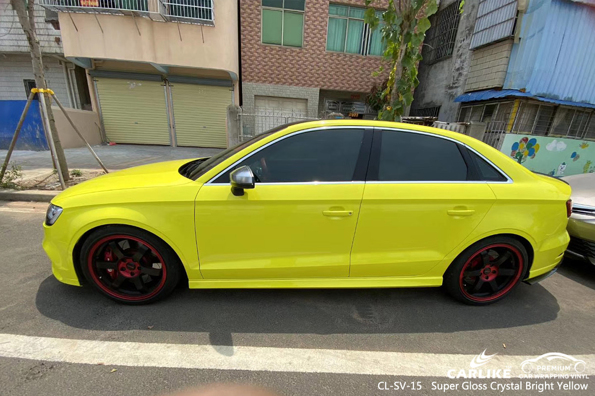 CL-SV-15 super gloss crystal bright yellow car vinyl wrap for AUDI Marikina Philippines