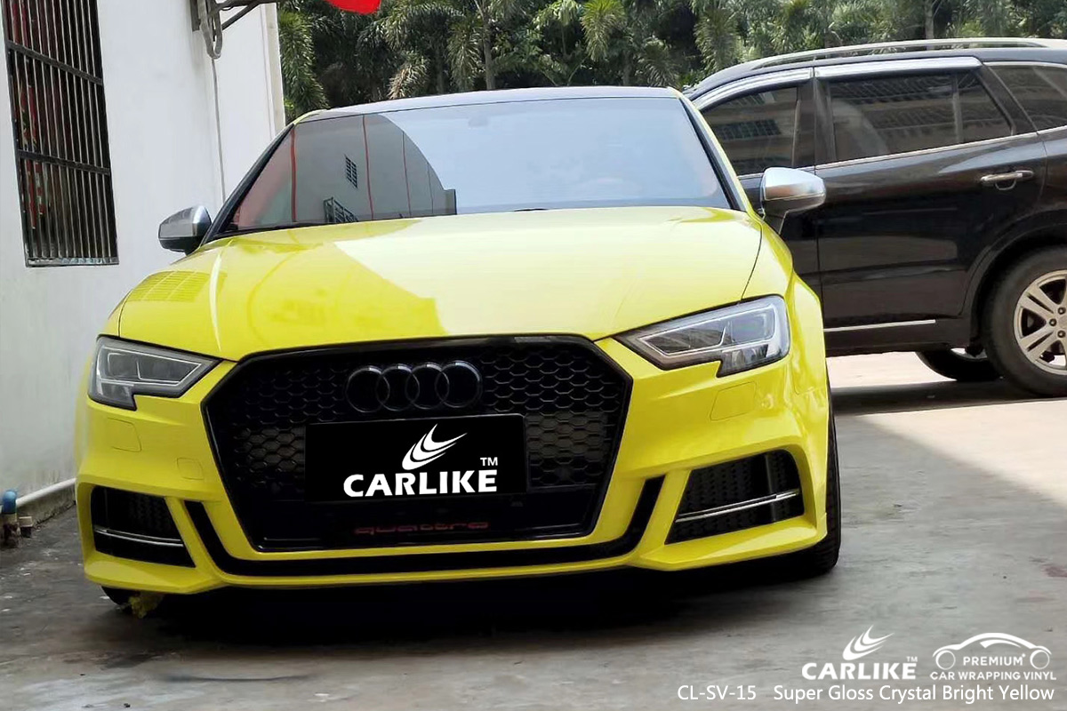 CL-SV-15 super gloss crystal bright yellow car vinyl wrap for AUDI Marikina Philippines