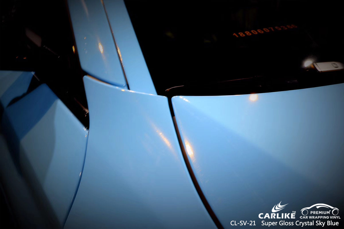 CL-SV-21 super gloss crystal sky blue car wrap vinyl for BMW Lipa